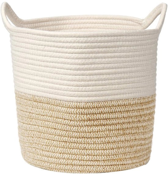 Mangia spazzola di corda di cotone mangia spazzola cesta intrecciata di bambino contenitore di conservazione con maniglia per soggiorno camera da bambini bagno 28 x 28 cm
