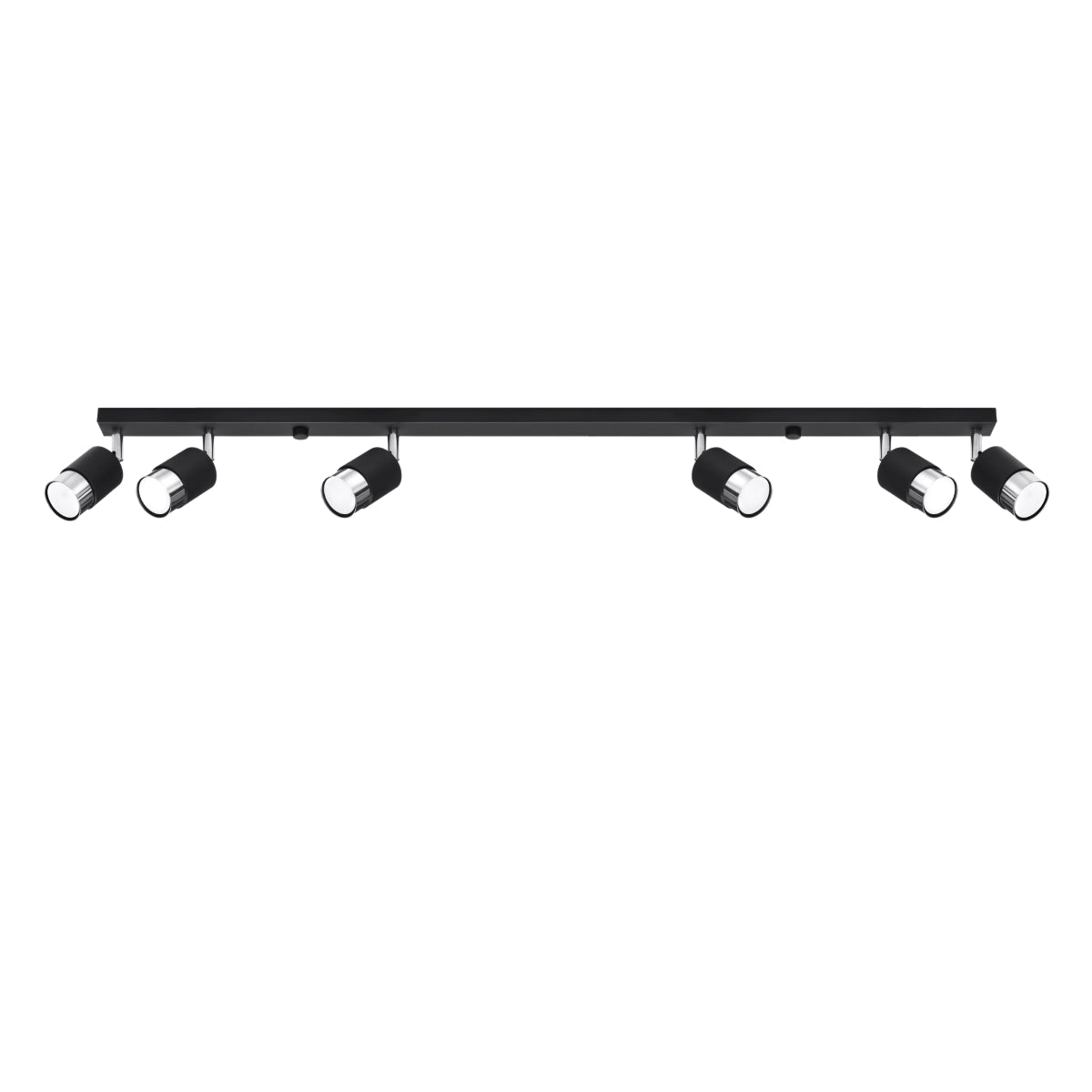 Lampada moderna a tubo in acciaio regolabile a 6 luci Nero, cromo nero IP20