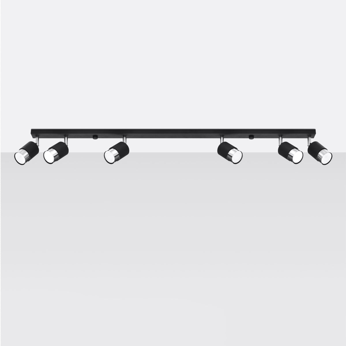 Lampada moderna a tubo in acciaio regolabile a 6 luci Nero, cromo nero IP20