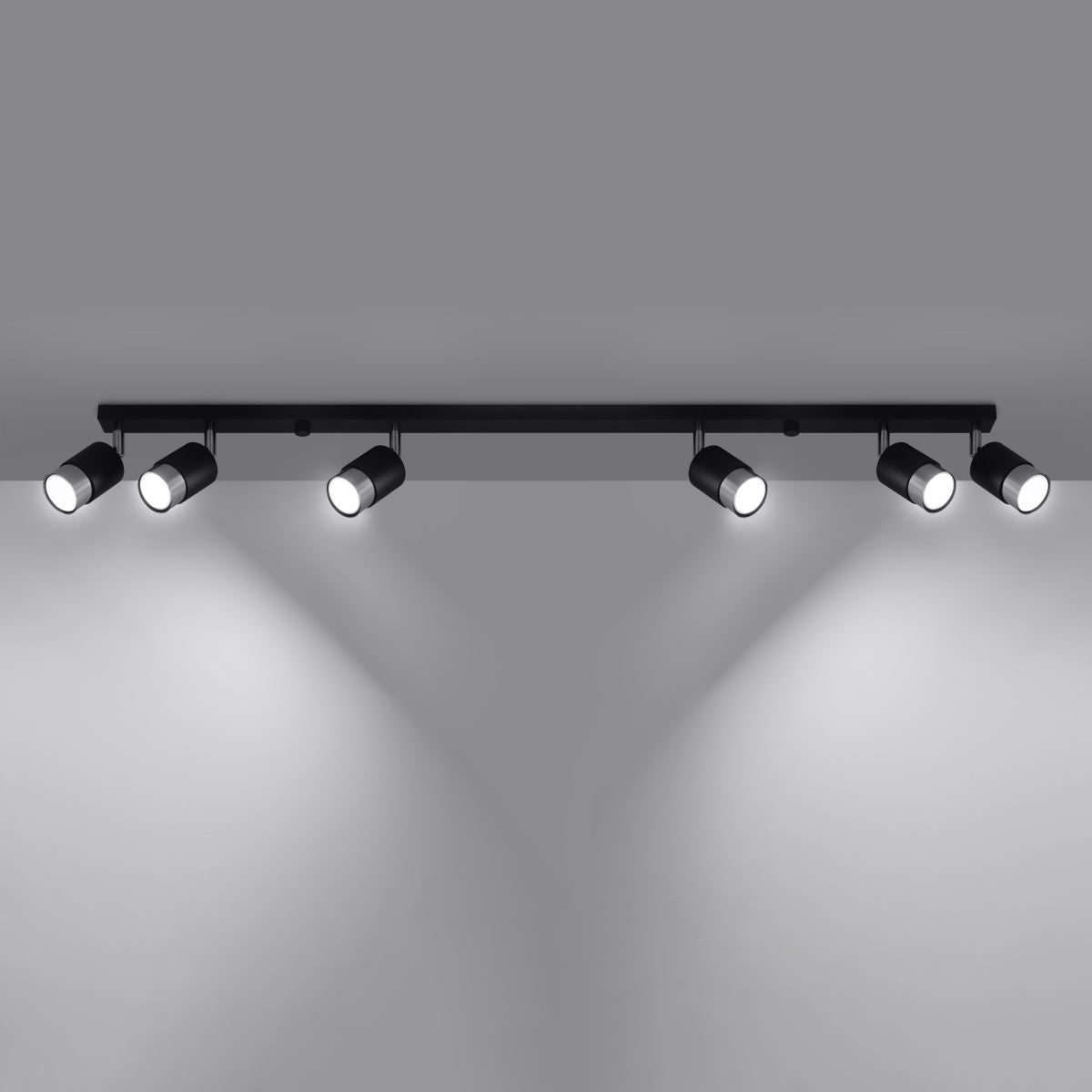 Lampada moderna a tubo in acciaio regolabile a 6 luci Nero, cromo nero IP20