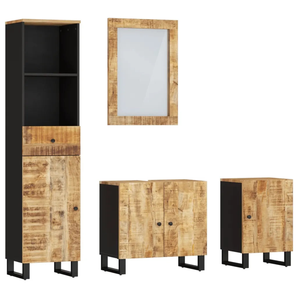 vidaXL Set Mobili da Bagno 4 pz in Legno Massello di Mango