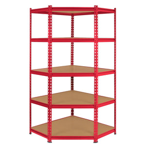 Scaffale ad Angolo in Acciaio Senza Bulloni Z-Rax Rosso Largo 90cm per Garage