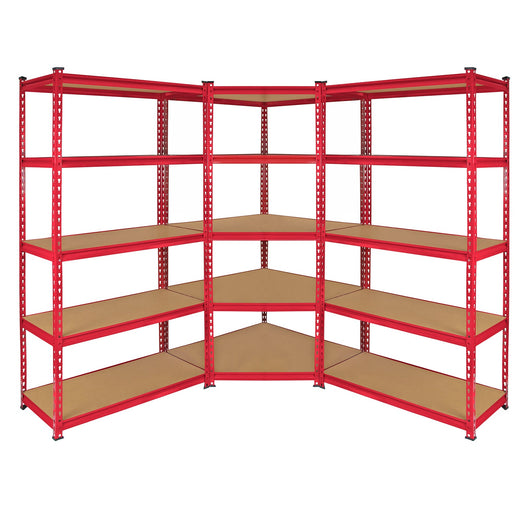 1 Scaffale ad Angolo & 2 Scaffali Z-Rax in Acciaio Senza Bulloni Rossi