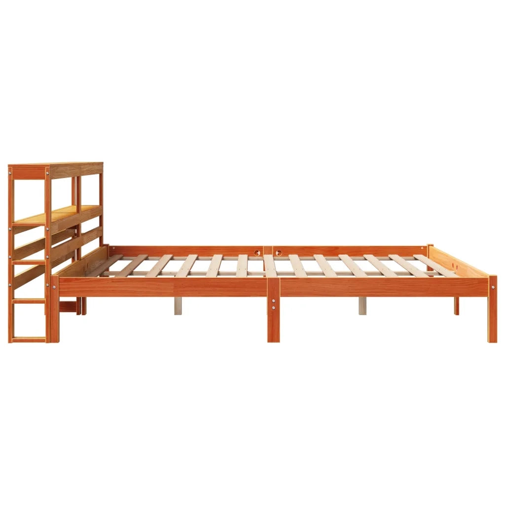 Giroletto con Testiera Marrone Cera 200x200 cm Massello Pino