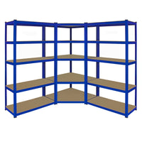 1 Scaffale ad Angolo & 2 Scaffali T-Rax in Acciaio Senza Bulloni Blu