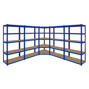 1 Scaffale ad Angolo & 4 Scaffali T-Rax in Acciaio Senza Bulloni Blu