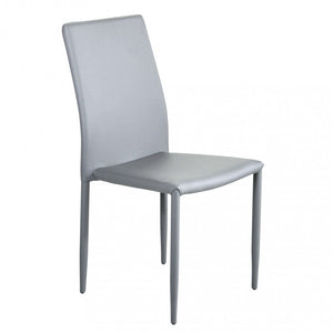 Sedia da Pranzo Moderna in Ecopelle Acciaio cm 41x43x90 - RACHEL Colore: Grigio chiaro