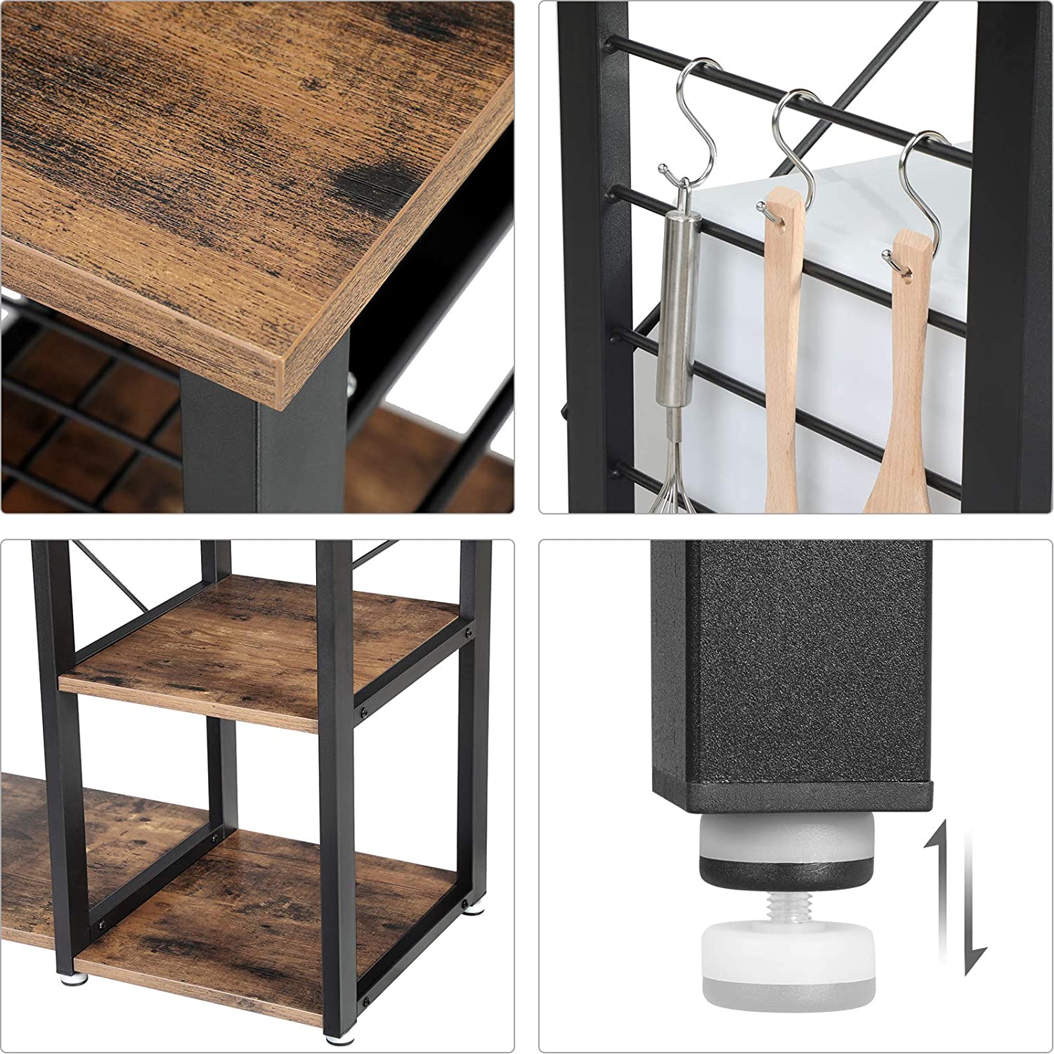 ISOLA CUCINA Mobile contenitore in stile rustico con ganci e cassetto - KKS90X