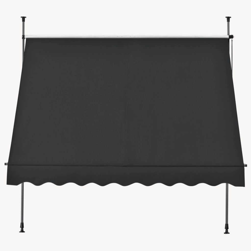 Tenda da Sole a Muro con Pali di Supporto Telescopici Parasole 150 x 120 cm (LxP) Nero pro.tec