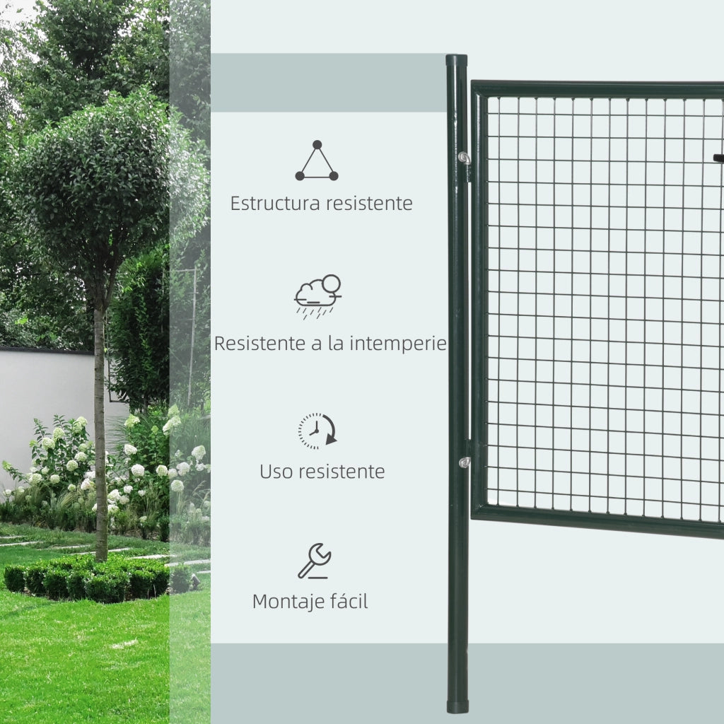 Cancello da Giardino in Acciaio con Serratura ¨C zephmum ¨C Verde 97x150 cm