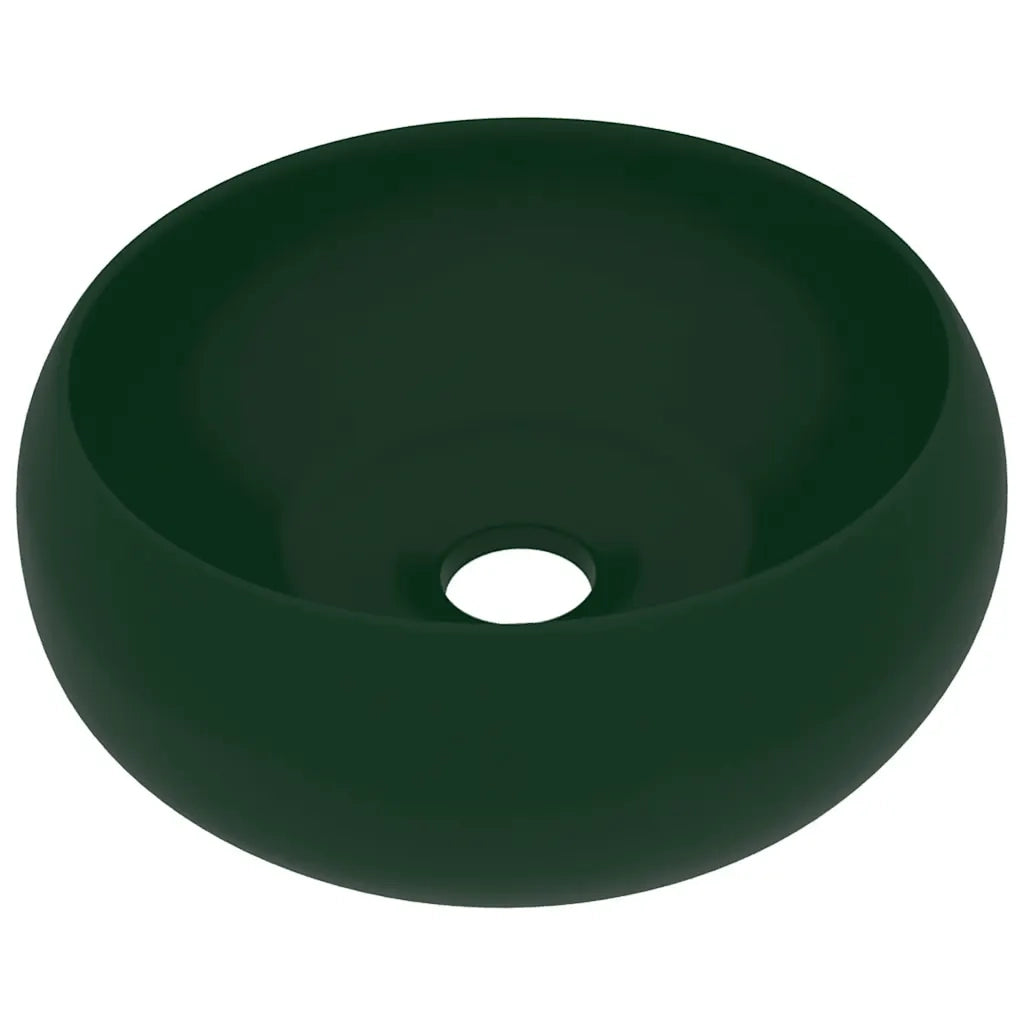 Lavandino Lusso Rotondo Verde Scuro Opaco 40x15 cm in Ceramica cod mxl 41500