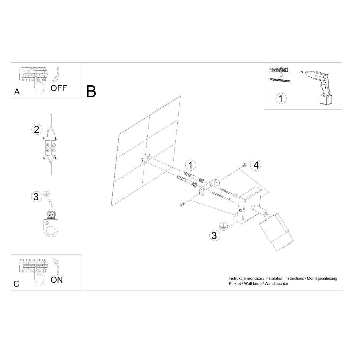 Lampada da parete NERO nero/oro
