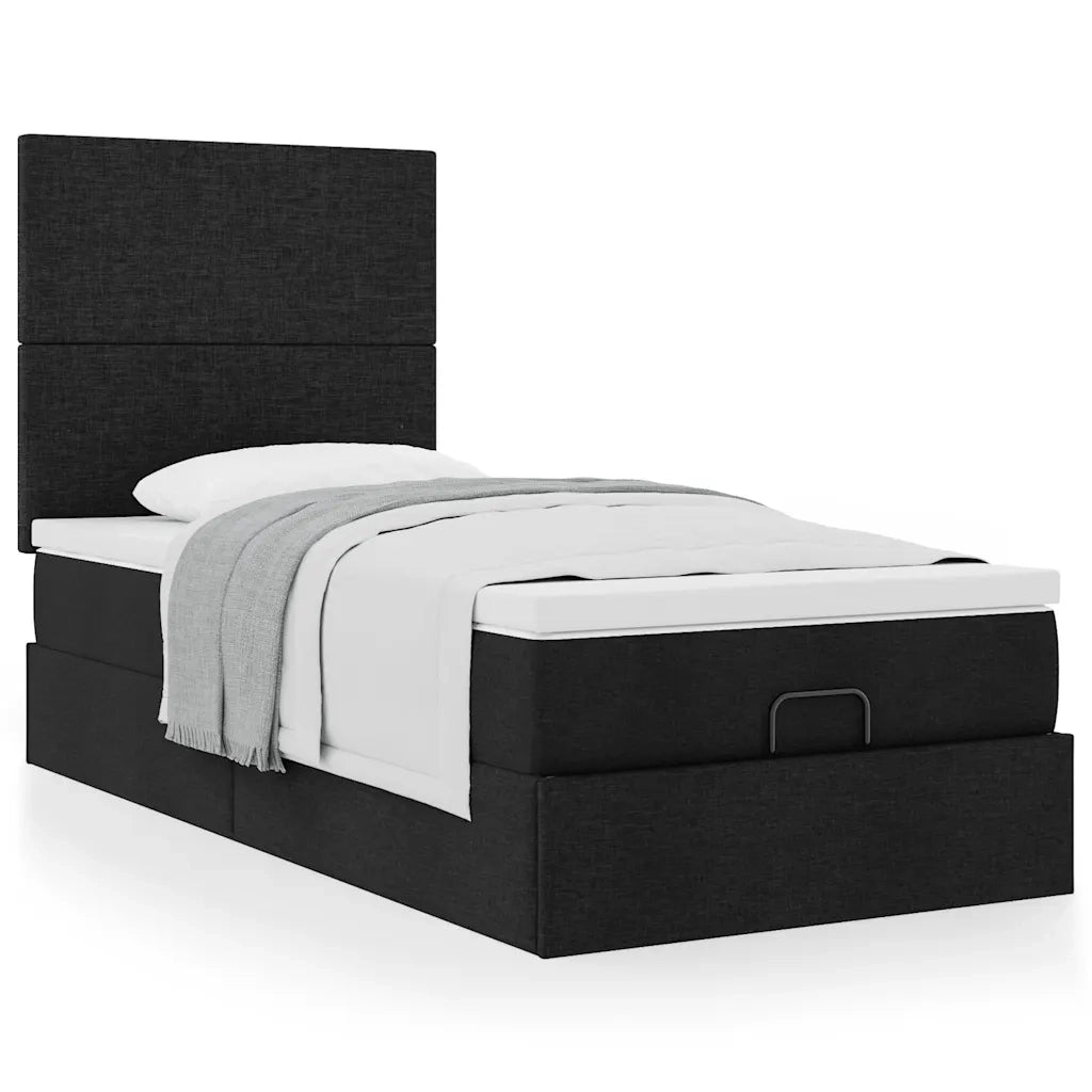 Pouf Letto con Materasso Nero 90x200 cm in Tessuto 3313045