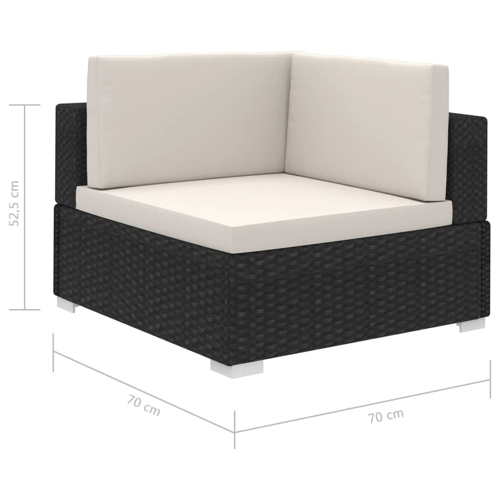 Set di mobili da giardino per esterni 8 pezzi con cuscini resina intrecciata nera 02_0017764