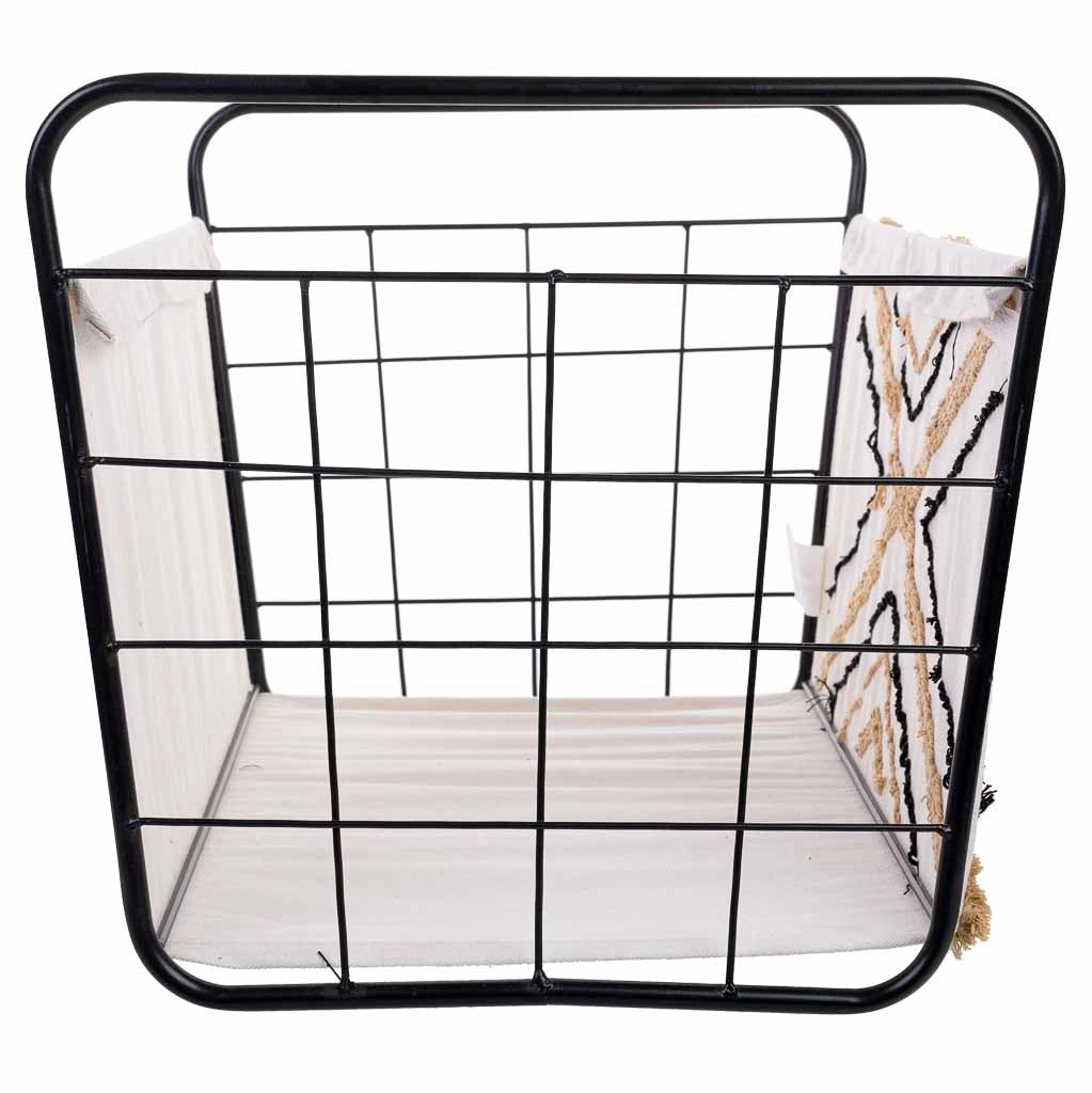 Cesto portaoggetti in metallo e tessuto 51x38x30/36h cm
