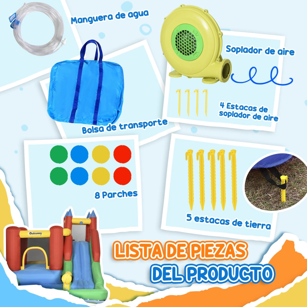 Casetta Inflabile per Bambini con Scivolo e Piscina ¨C zephmum ¨C Multicolore 330x245x215 cm