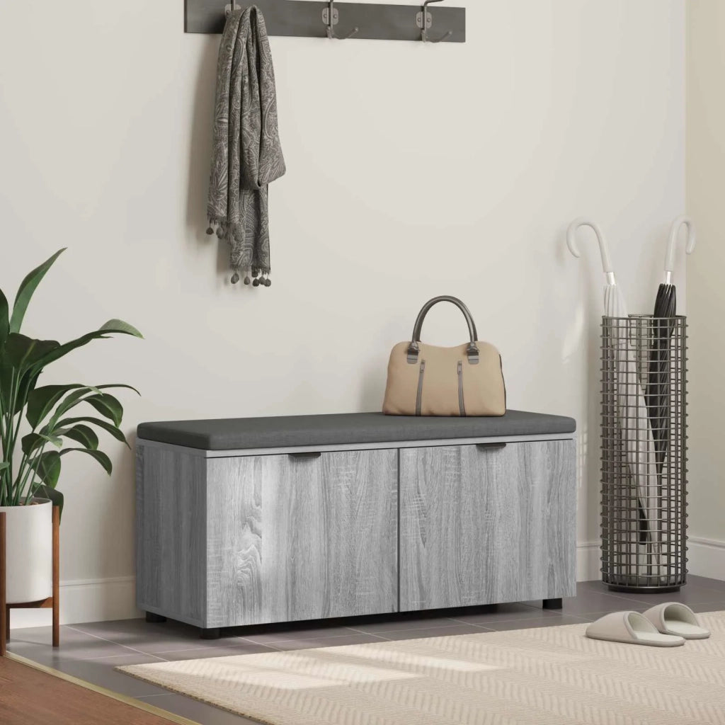 Panca per ingresso con cuscino Sonoma grigia 100 x 38 x 46 cm