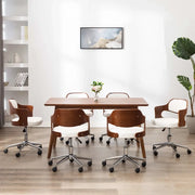 Sedie da Pranzo Girevoli 6 pz Bianche Legno Curvo e Similpelle 3054931