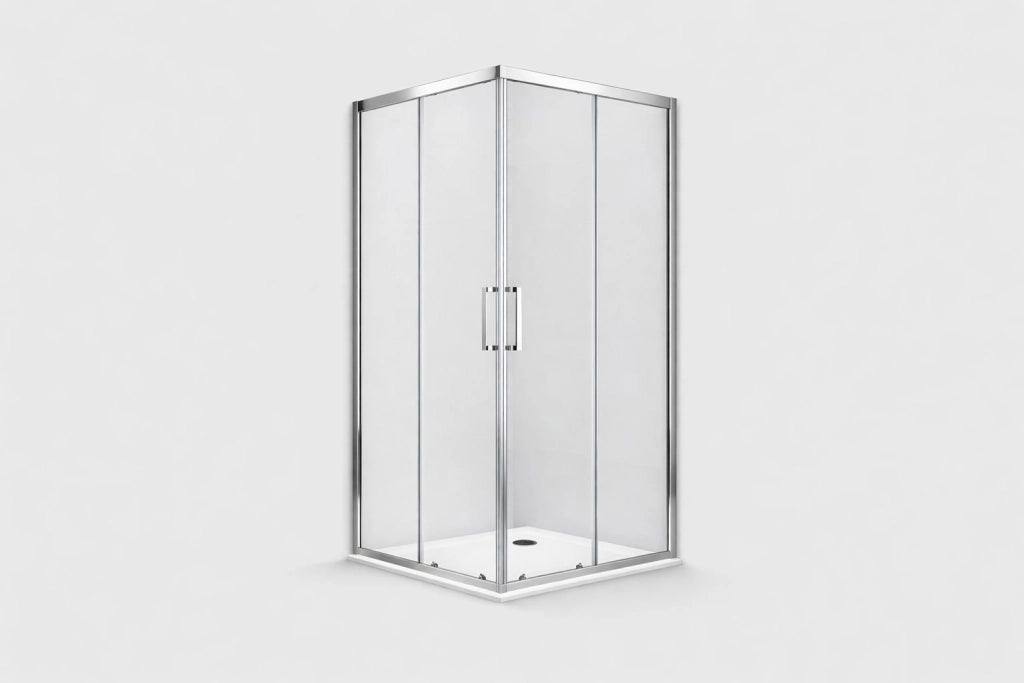 Box doccia angolare 70x90 cm con ante scorrevoli in cristallo temperato 6mm H 190cm LILIA - Cromato Lucido