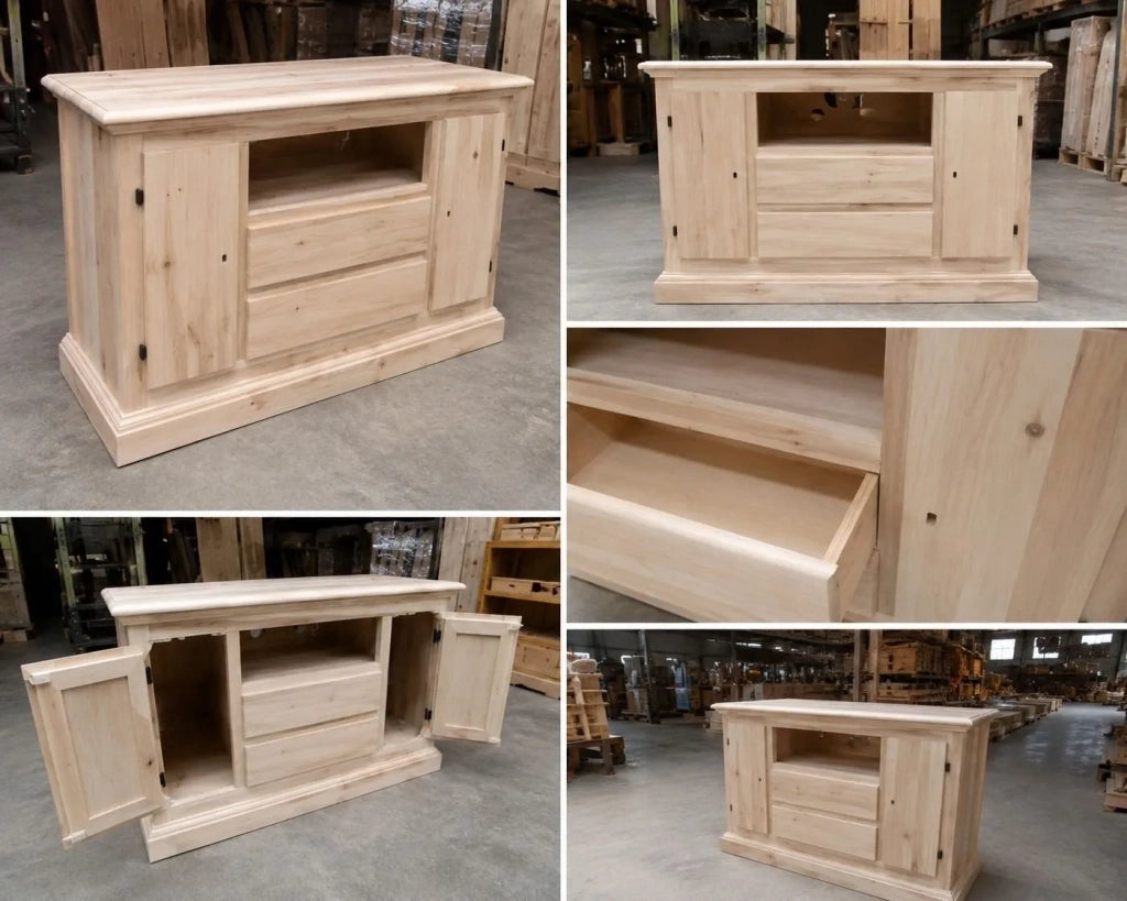 Porta tv 2 porte 2 cassetti legno grezzo 110x45x68 (5001) - Mobili 2G