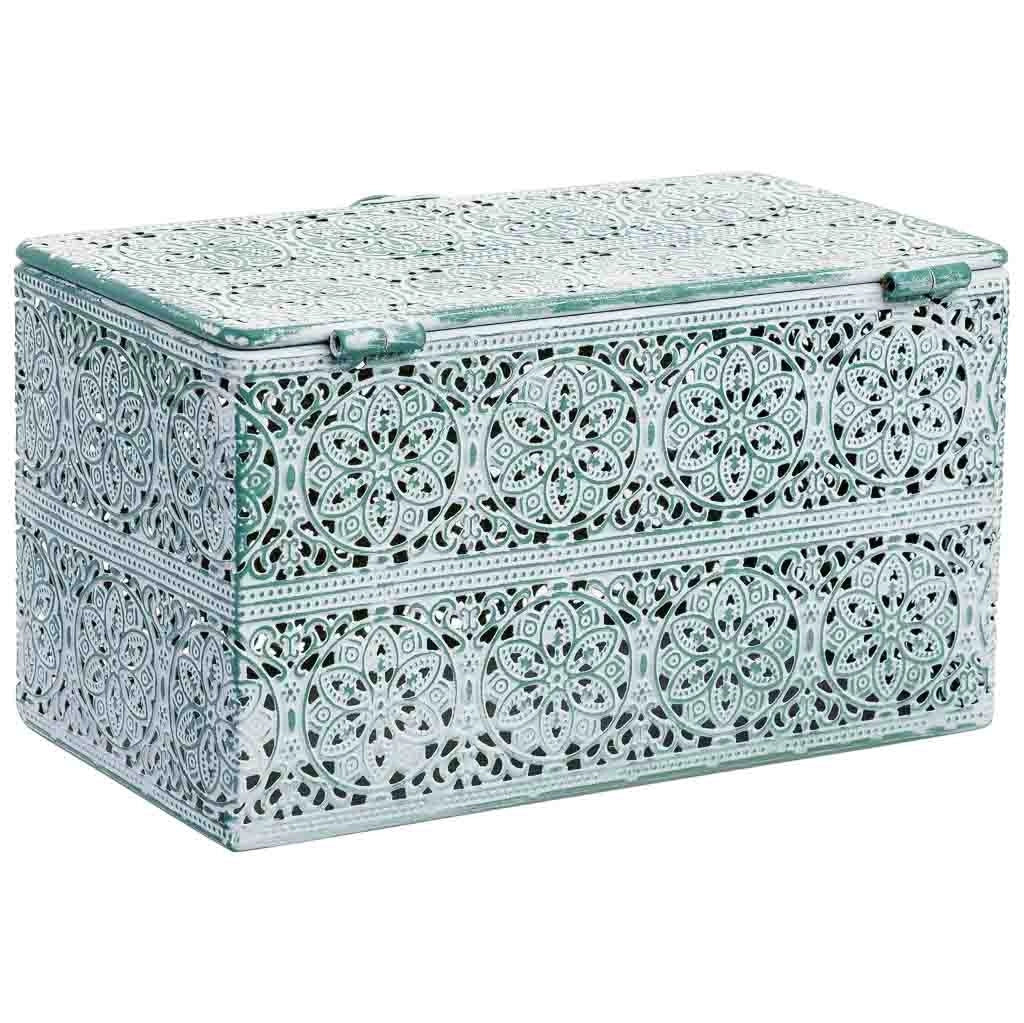Scatola in metallo verde 20.5x12.5x11.5h cmh cm