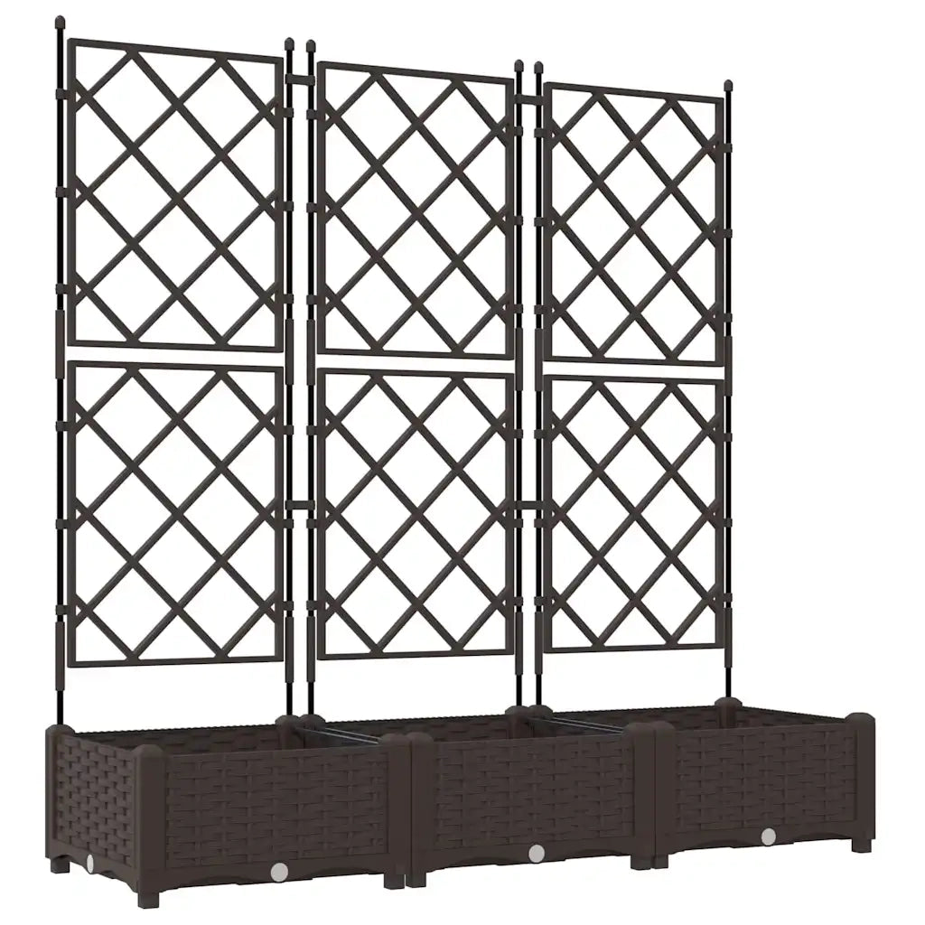Fioriere | Cassetta per fiori | Vaso da giardino 3 pz Marrone 120 x 40 x 125,5 cm Plastica
