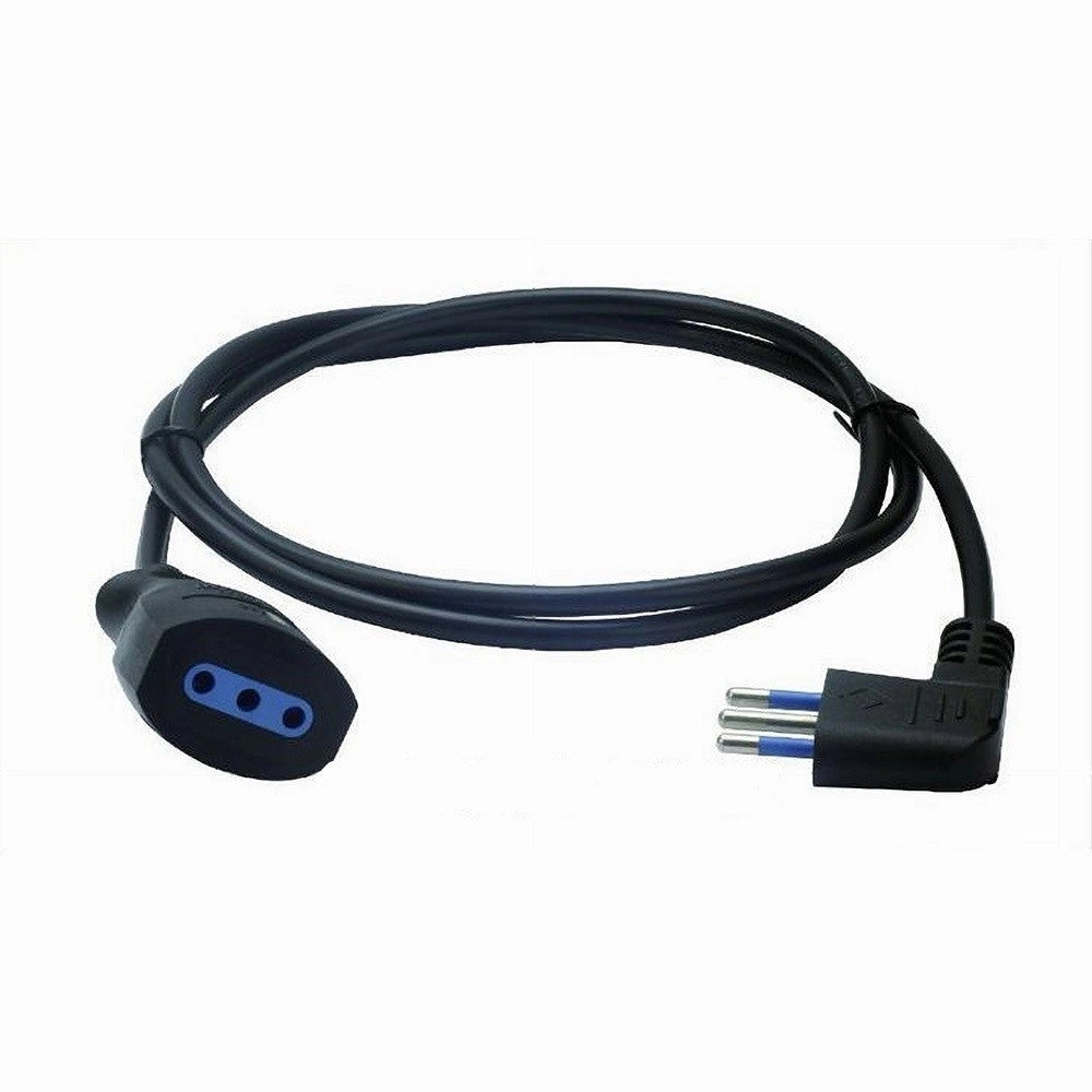 Trade Shop - Prolunga Lineare Nera Spina 10a 2p+t + Presa 10a 2p+t Uscita Cavo 3 Mt 90° 83279 -