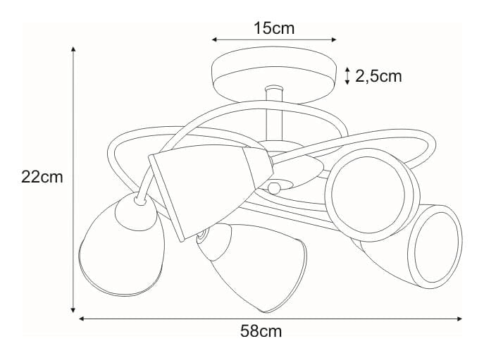 Lampadario Kaja Plato 5 luci E14 metallo patina bianco