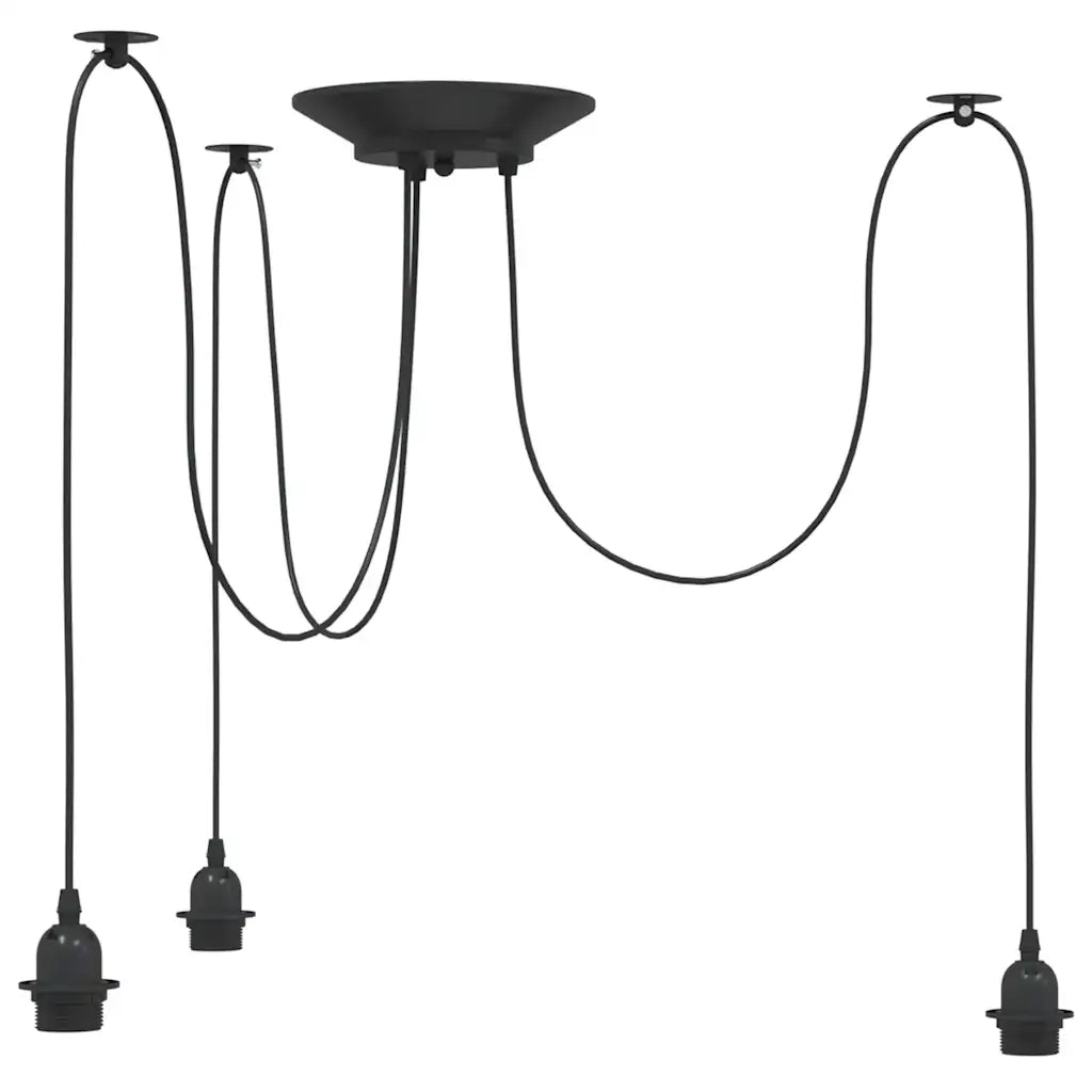 Lampada a Sospensione con 3 Portalampada E27 in Metallo Nero CFW6806044