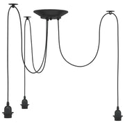 Lampada a Sospensione con 3 Portalampada E27 in Metallo Nero CFW6806044