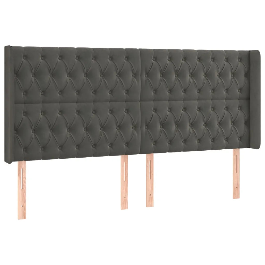 Testiera ad Orecchio-Testata con Orecchie GrigioScuro 203x16x118/128cm in Velluto 470983