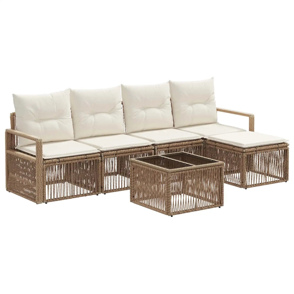 Set Divano da Giardino 6 pcs Beige polyrattan