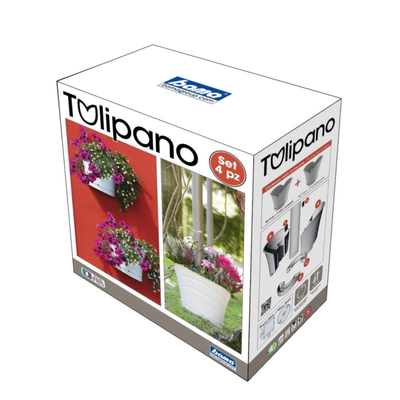 VASO 'TULIPANO' IN SET cm 34,5 x 19 x h 30 Lt. 5 - grigio  - BAMA