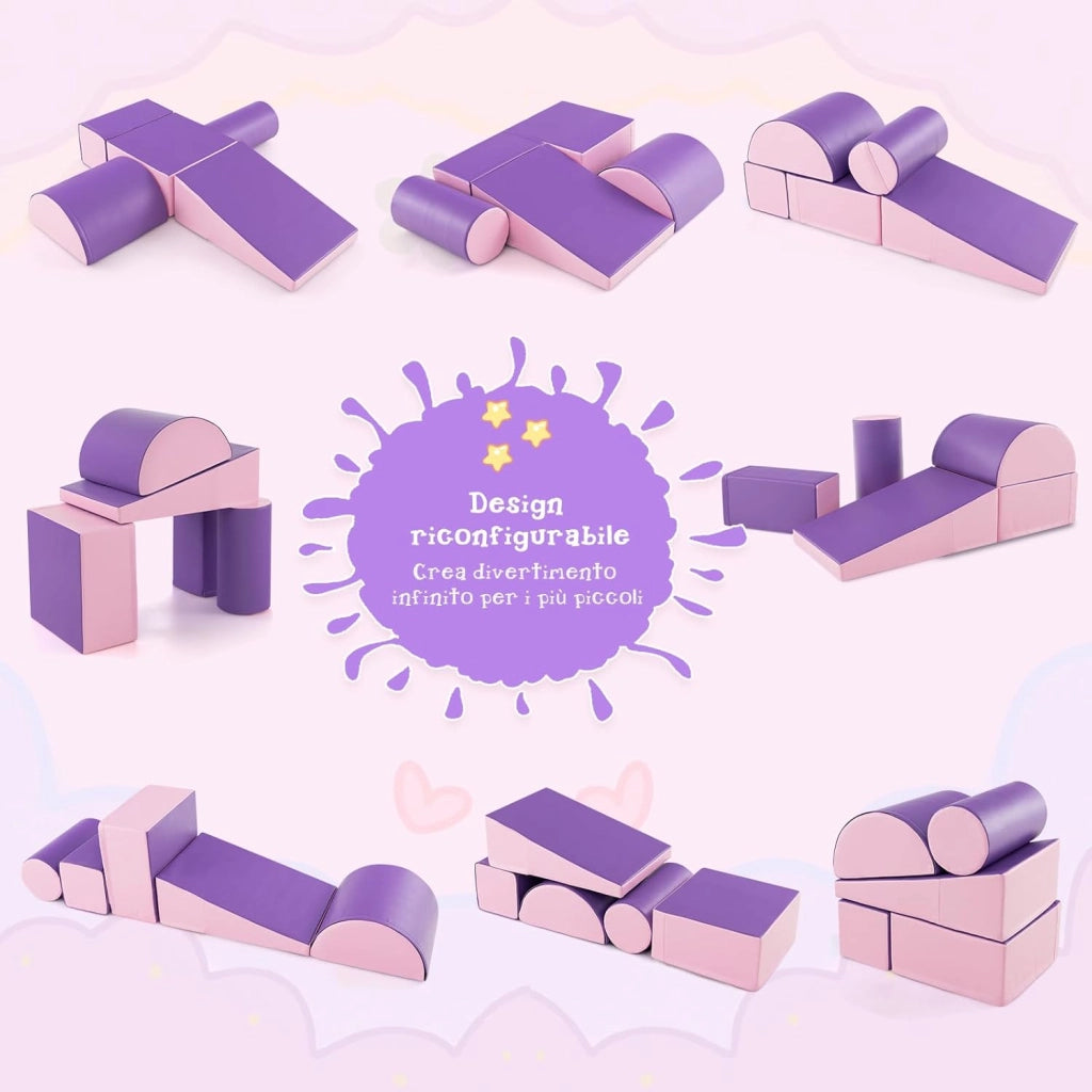 Set di 5 Blocchi con Diverse Forme e Colori, Giocattolo per Arrampicata e Strisciamento, Aiuta i Bambini a Crescere (Viola)