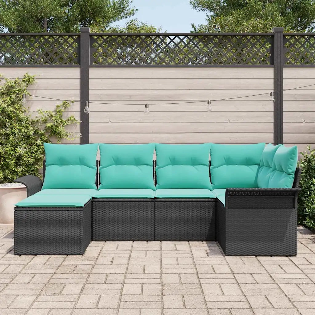 Set Divano da Giardino con archiviazione 6 pcs Nero polyrattan 3354105