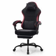 Sedia da gaming ergonomica in tessuto nero e rosso