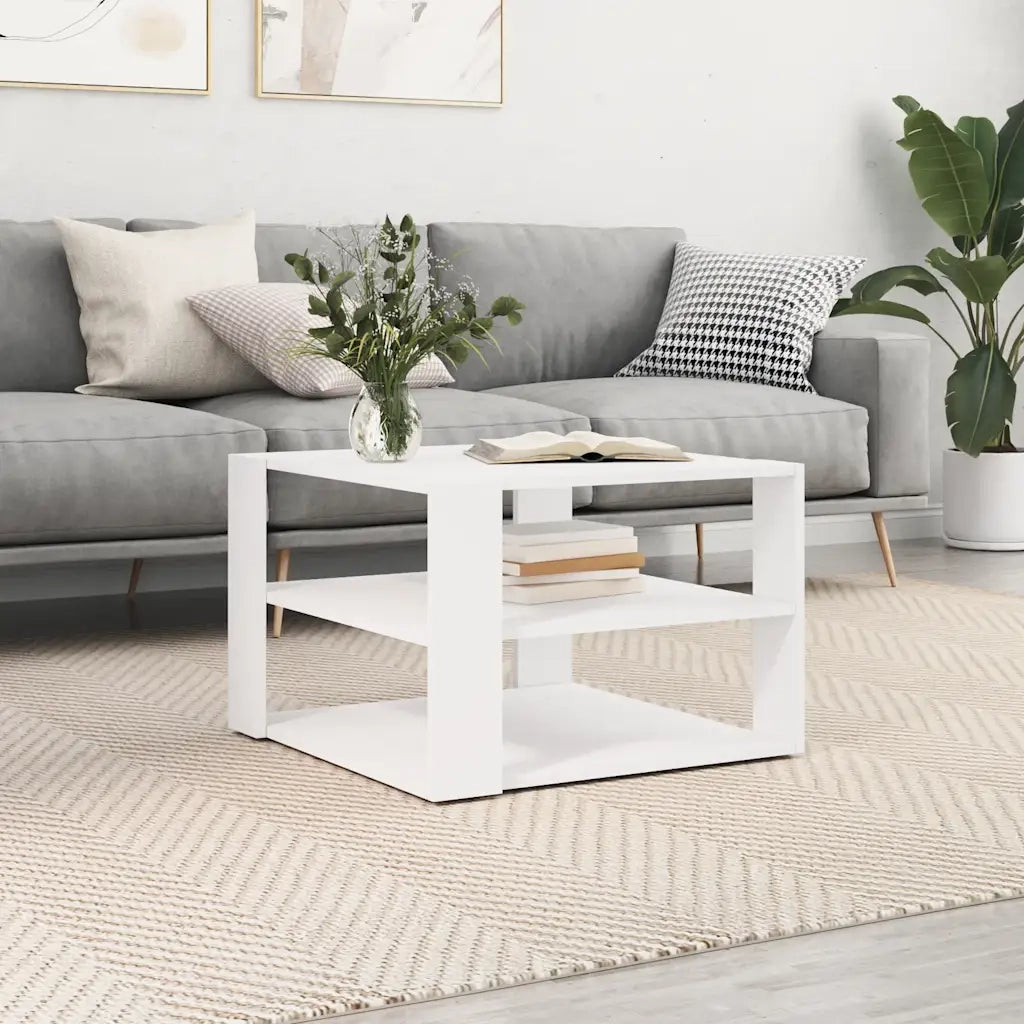 Tavolino da Salotto Bianco 58x58x40 cm in Legno Multistrato 834245