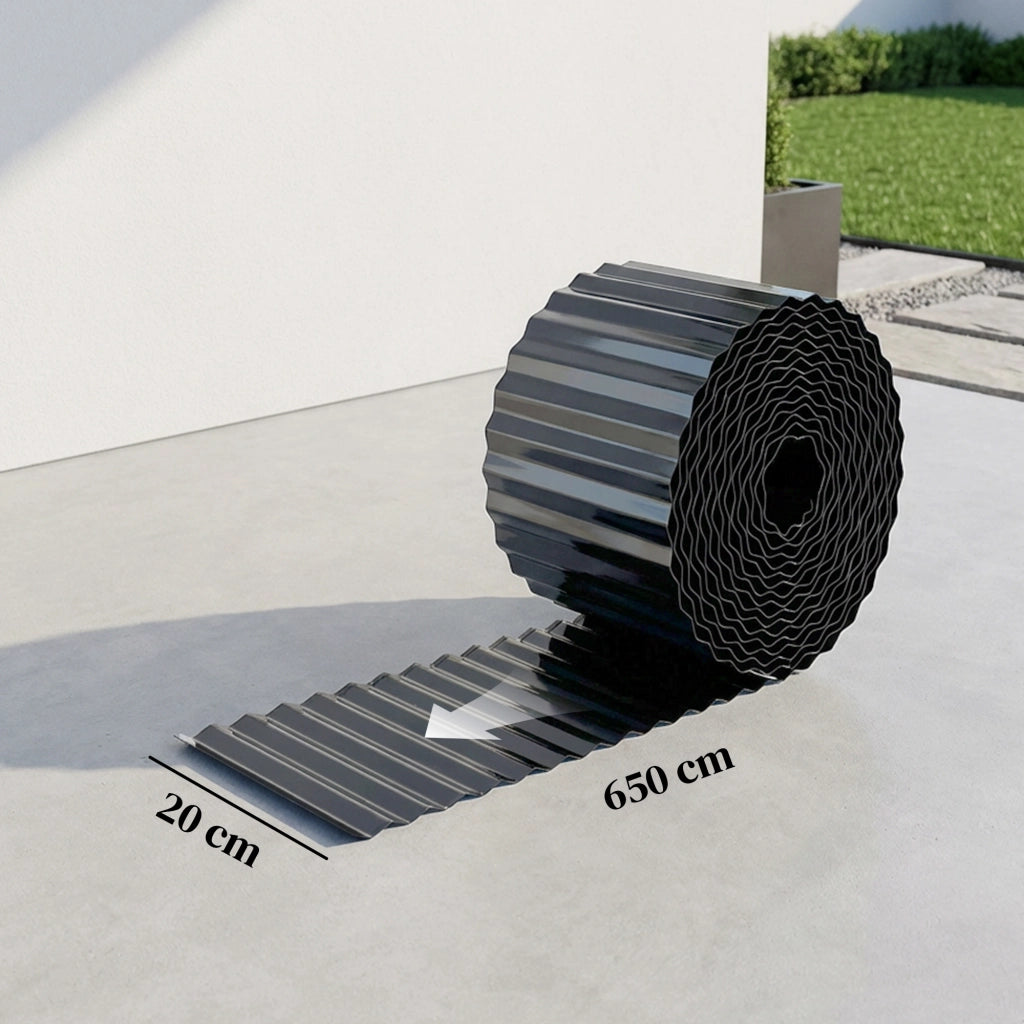 Recinzione Giardino ¨C Xylo ¨C Acciaio Galvanizzato 650x20 cm Grigio Antracite