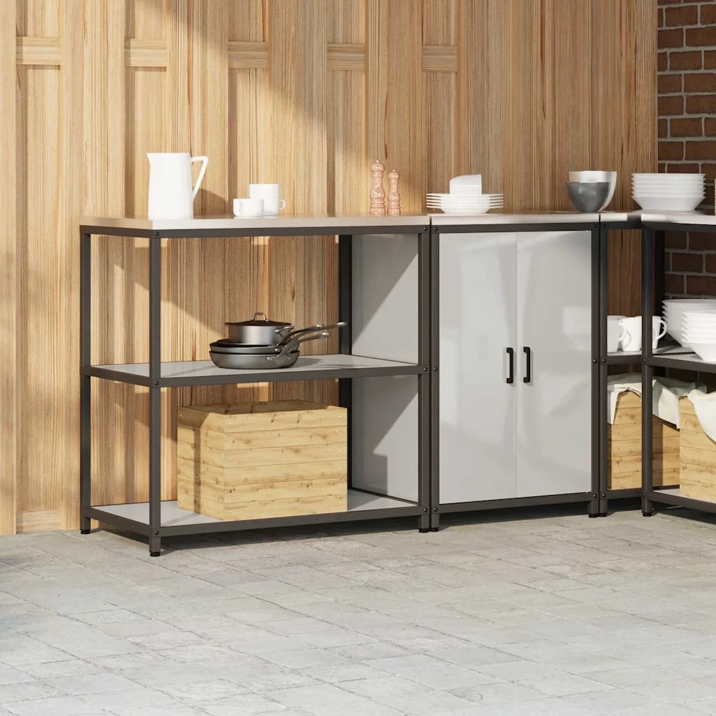 vidaXL Set di Stoccaggio per Cucina 2 pcs Argento 150 x 50 x 92 cm