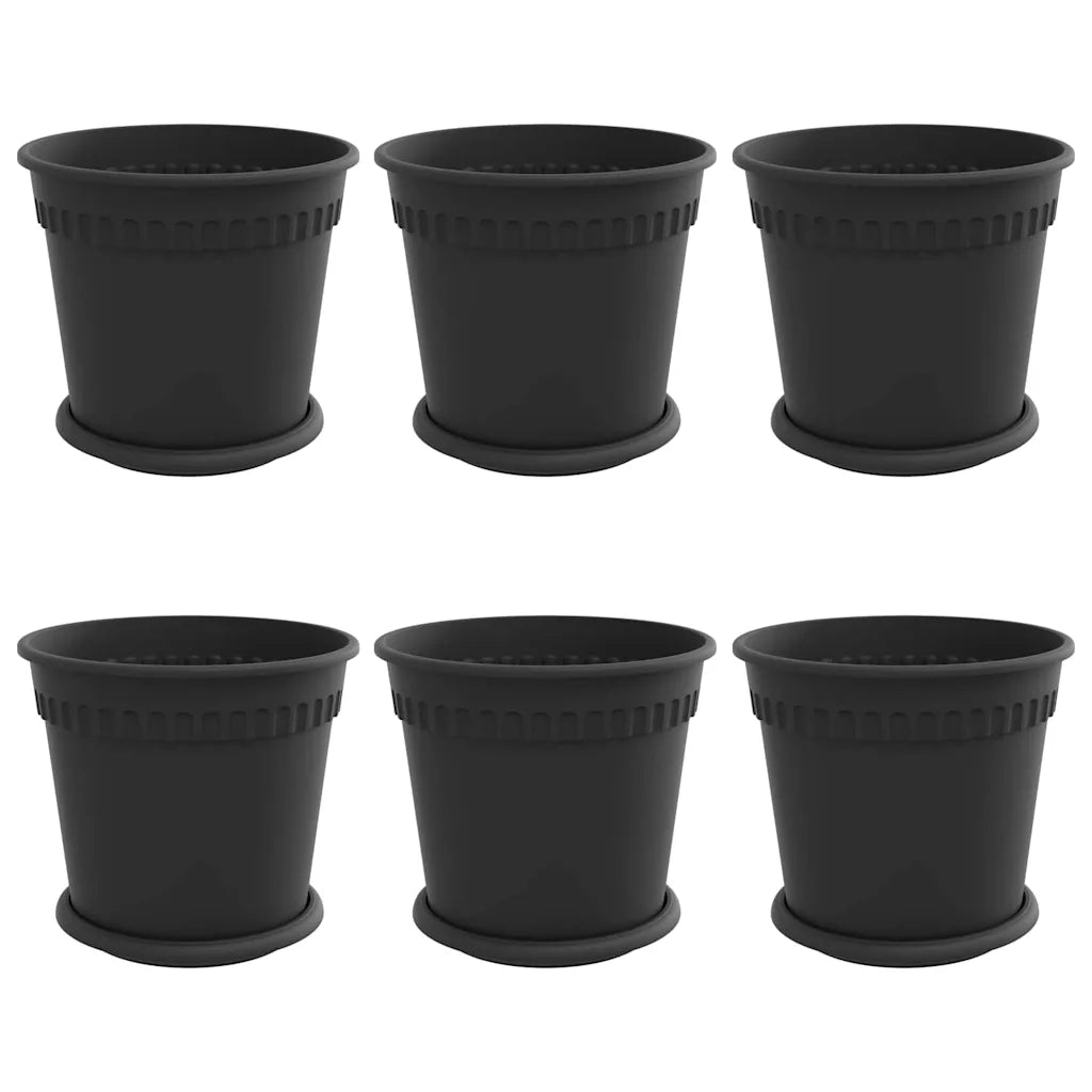 Fioriere | Cassetta per fiori | Vasi per Piante 6 pz Nero ? 19 x 16 cm Plastica