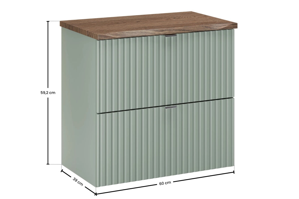 Set mobili bagno 60 cm con piano Line Reed Green 60 x 1401 x 40 cm