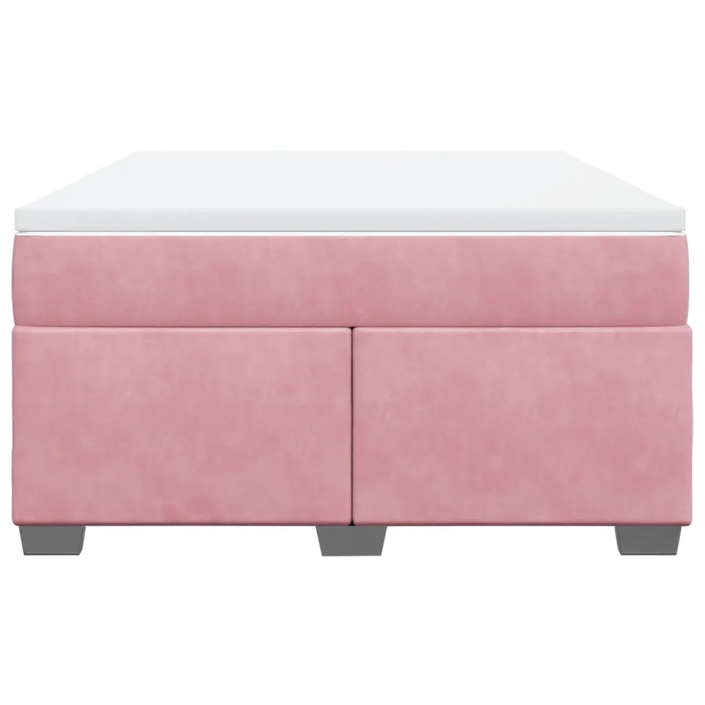 Giroletto a Molle con Materasso Rosa 140x200 cm in Velluto 3285292