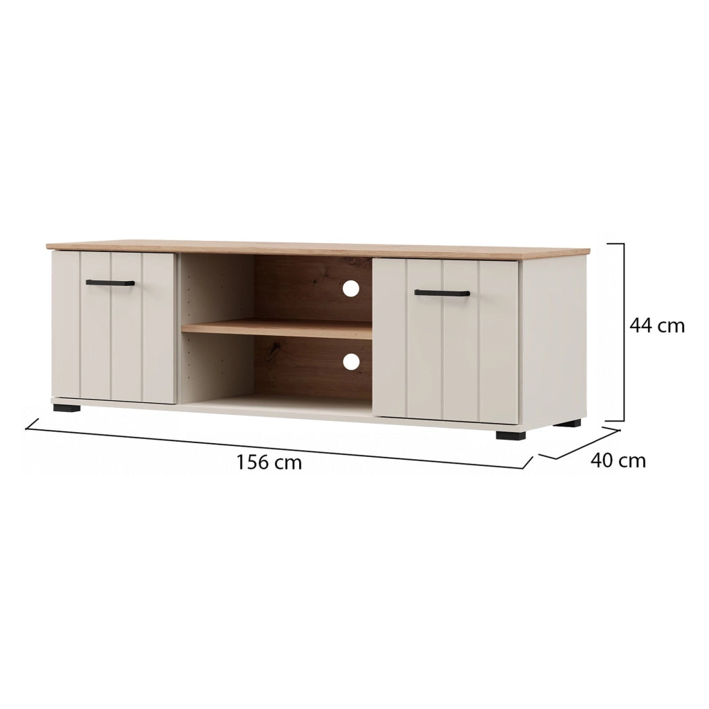 Valda, Mobile Porta tv 2 Ripiani, 137x40x44h cm Beige