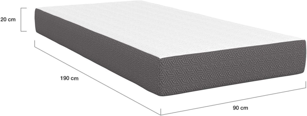 90 x 190 cm Materasso STELLA in memory foam, spessore 20 cm