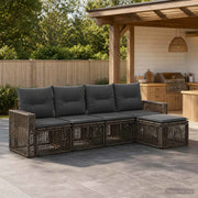 Set Divano da Giardino 5 pz Grigio e Grigio Scuro polyrattan 3435110