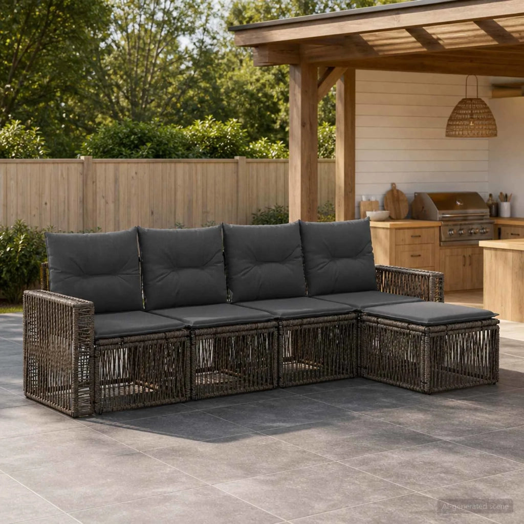 Set Divano da Giardino 5 pz Grigio e Grigio Scuro polyrattan 3435110