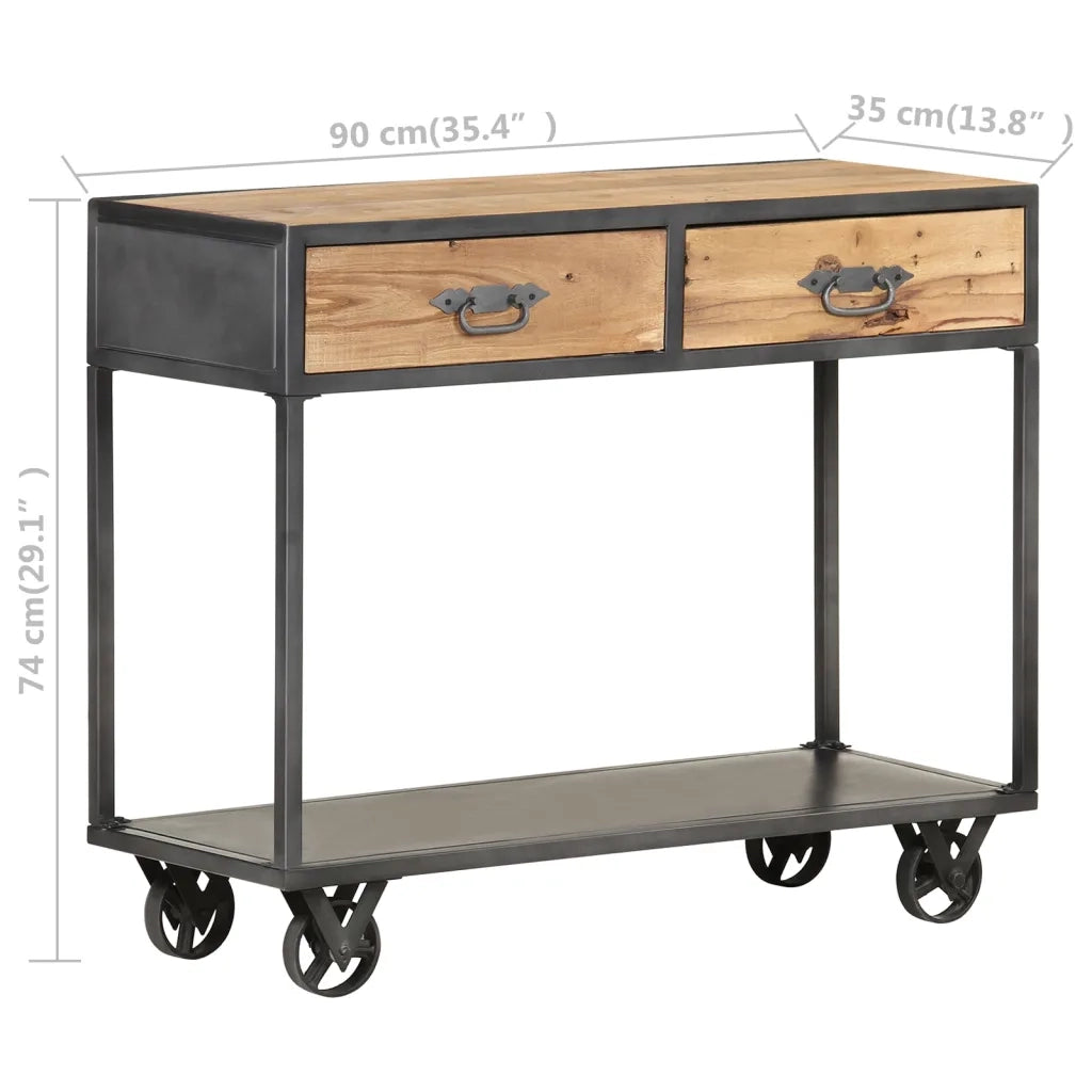 Tavolo Consolle 90x35x74cm in Legno Massello di Recupero