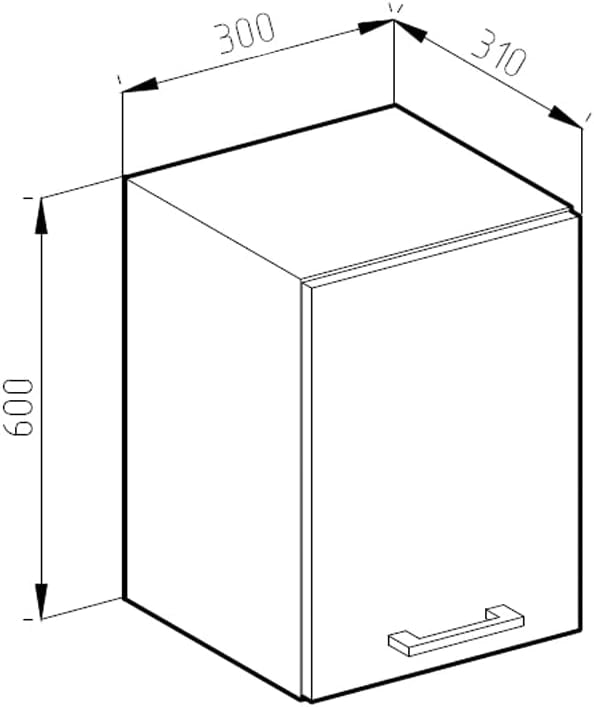 Pensile da cucina R-Line, Calcestruzzo, 30 cm, per la libera combinazione all'interno di sistemi cucina modulari