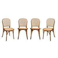 Set di 4 sedie in legno e rattan vintage , effetto noce