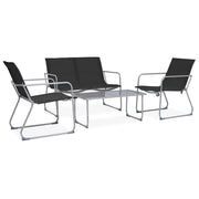 Set Divano da Giardino 4 pz in Tessuto e Acciaio Nero cod mxl 34572